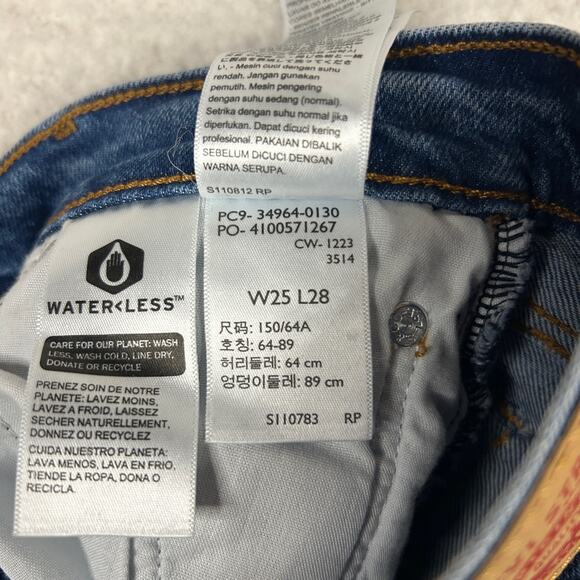 Levis Wedgie Straight Jeans Womens 25 Blue Summer Love Hi Rise Buttonfly Stretch - Picture 9 of 10